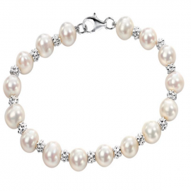 Freshwater Pearl And Textured Bead Bracelet